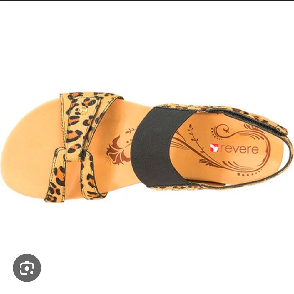 Revere Tahiti Leopard Backstrap Wedge Sandal, 10M